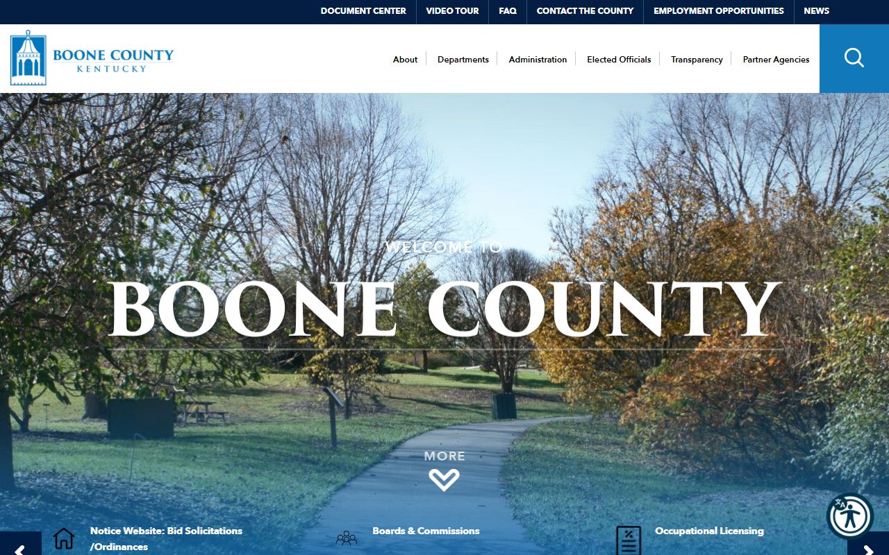 Boone County Government homepage with links to county services
