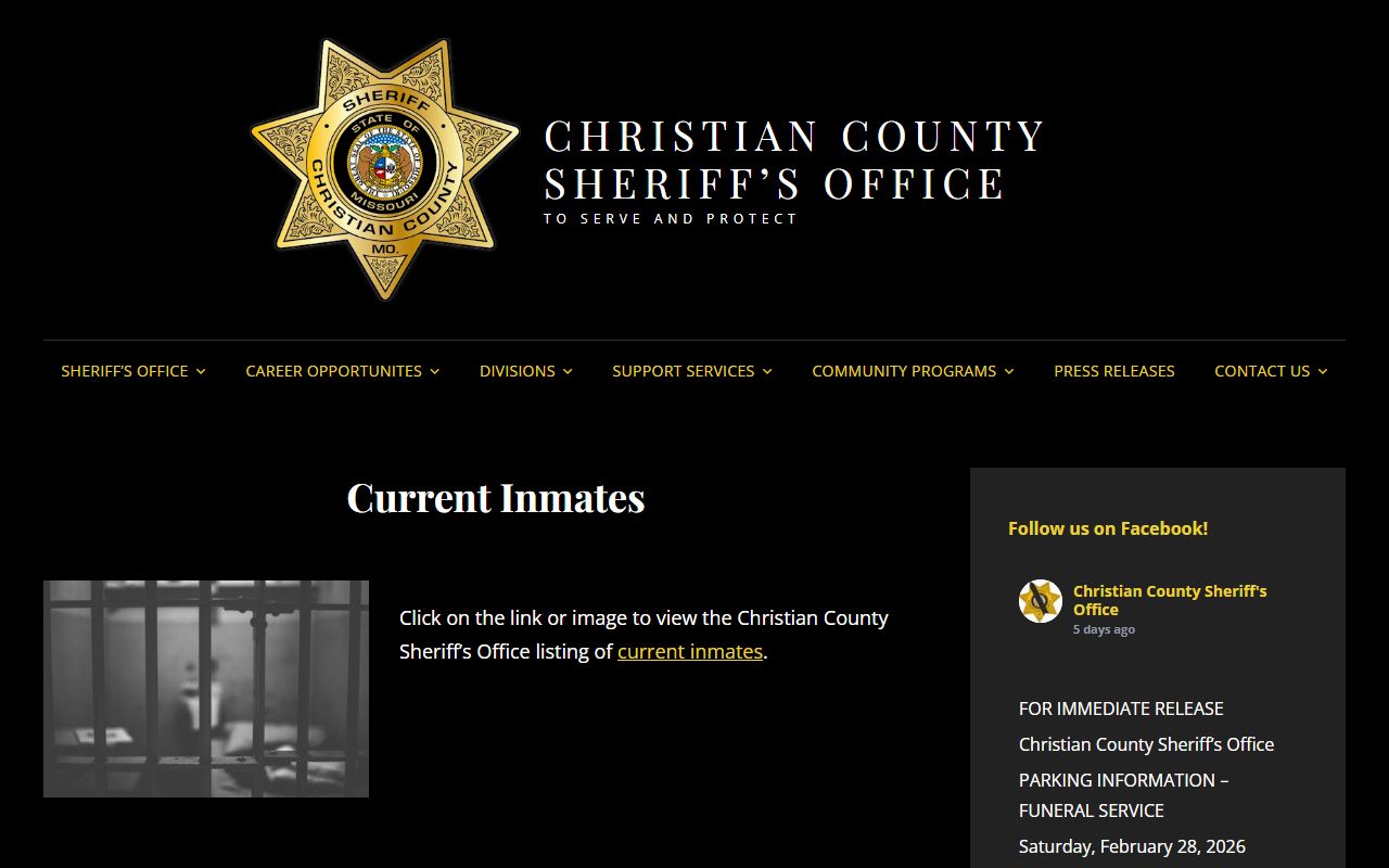 Christian County Sheriff current inmates page